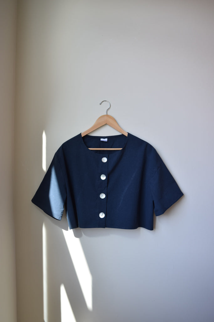 Cropped Button Down Tee