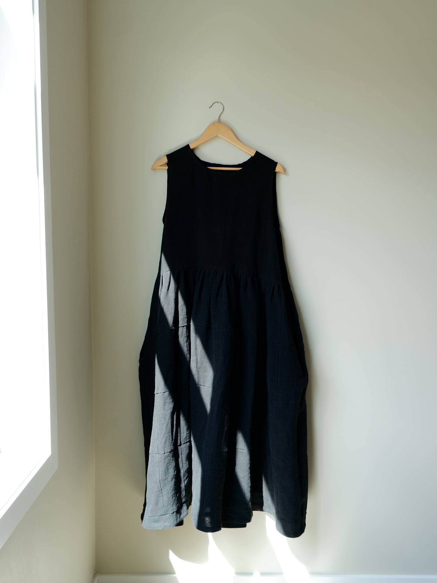 Patchwork Black Linen Dress | Large