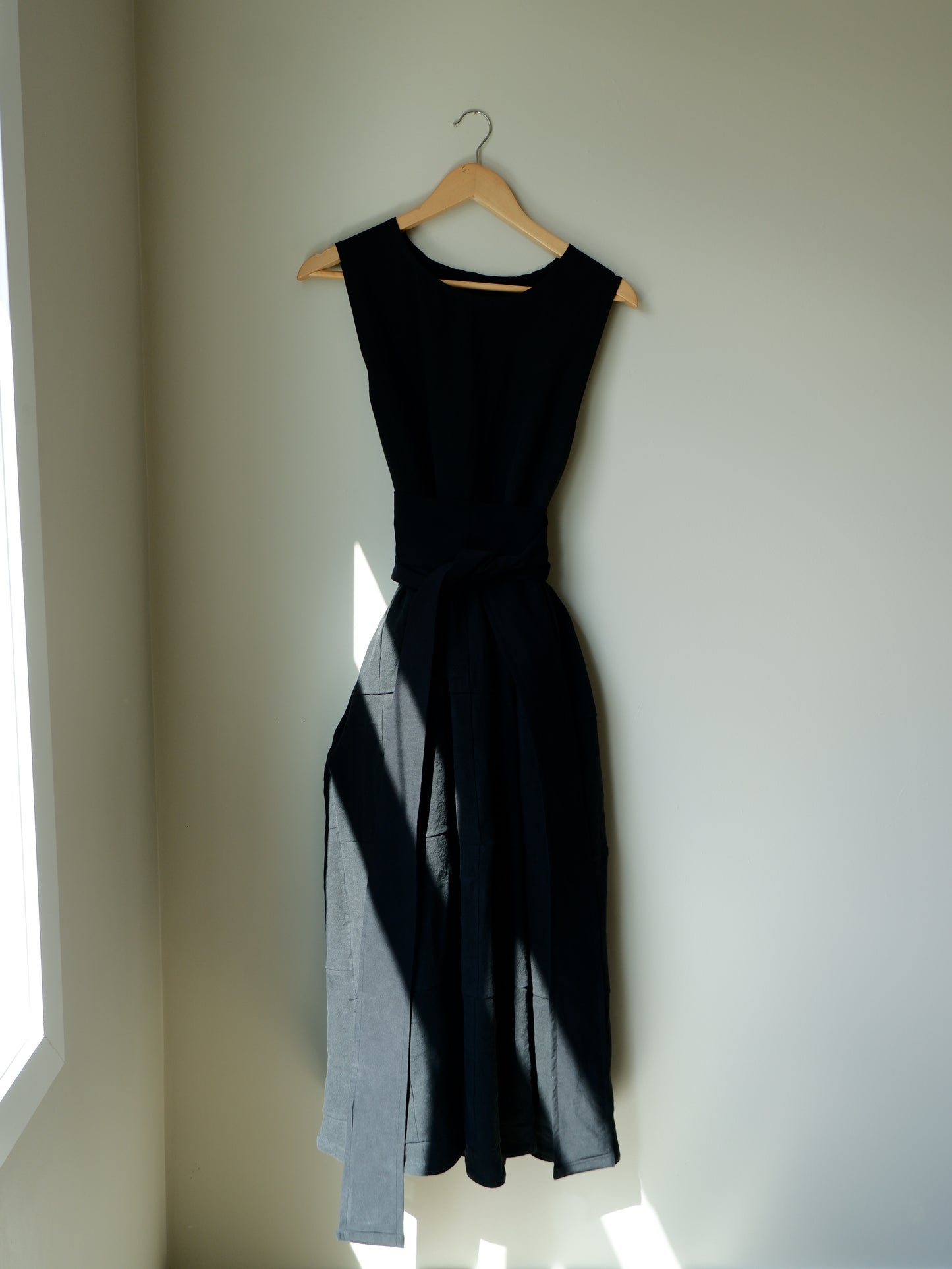 Patchwork Black Linen Dress | Large