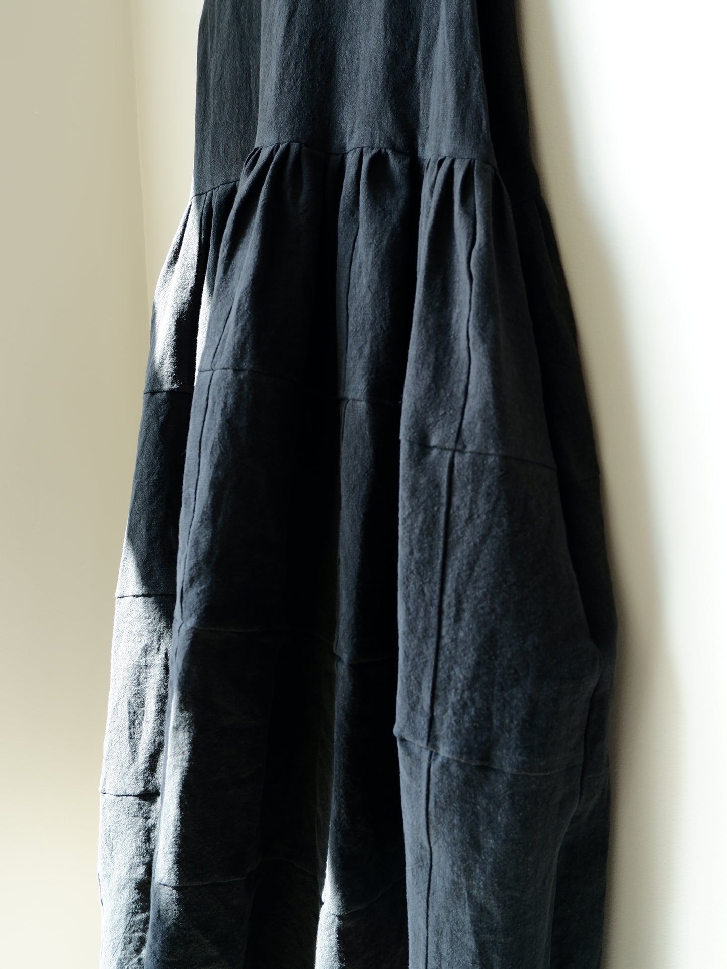 Patchwork Black Linen Dress | Large