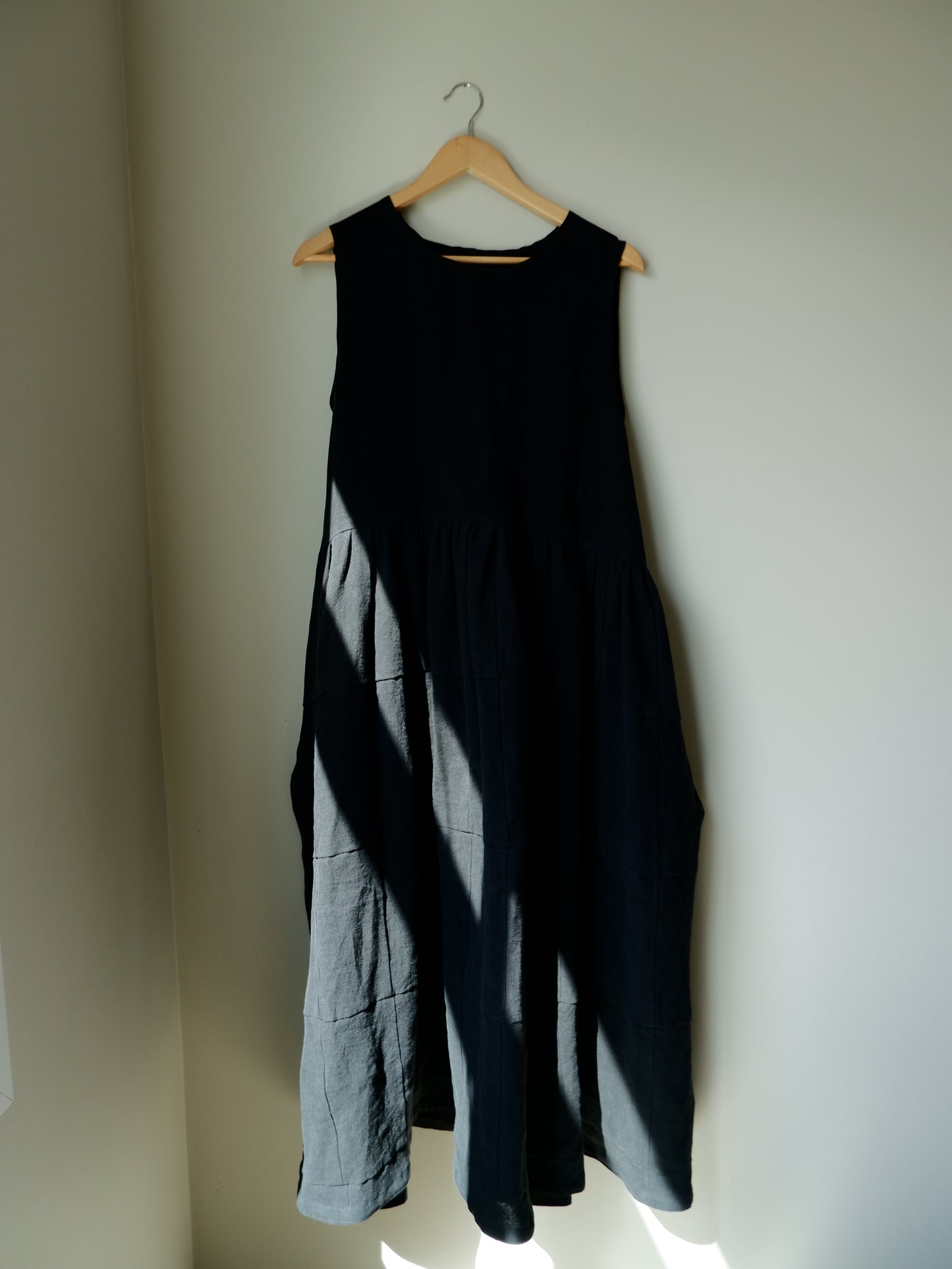 Patchwork Black Linen Dress | Large