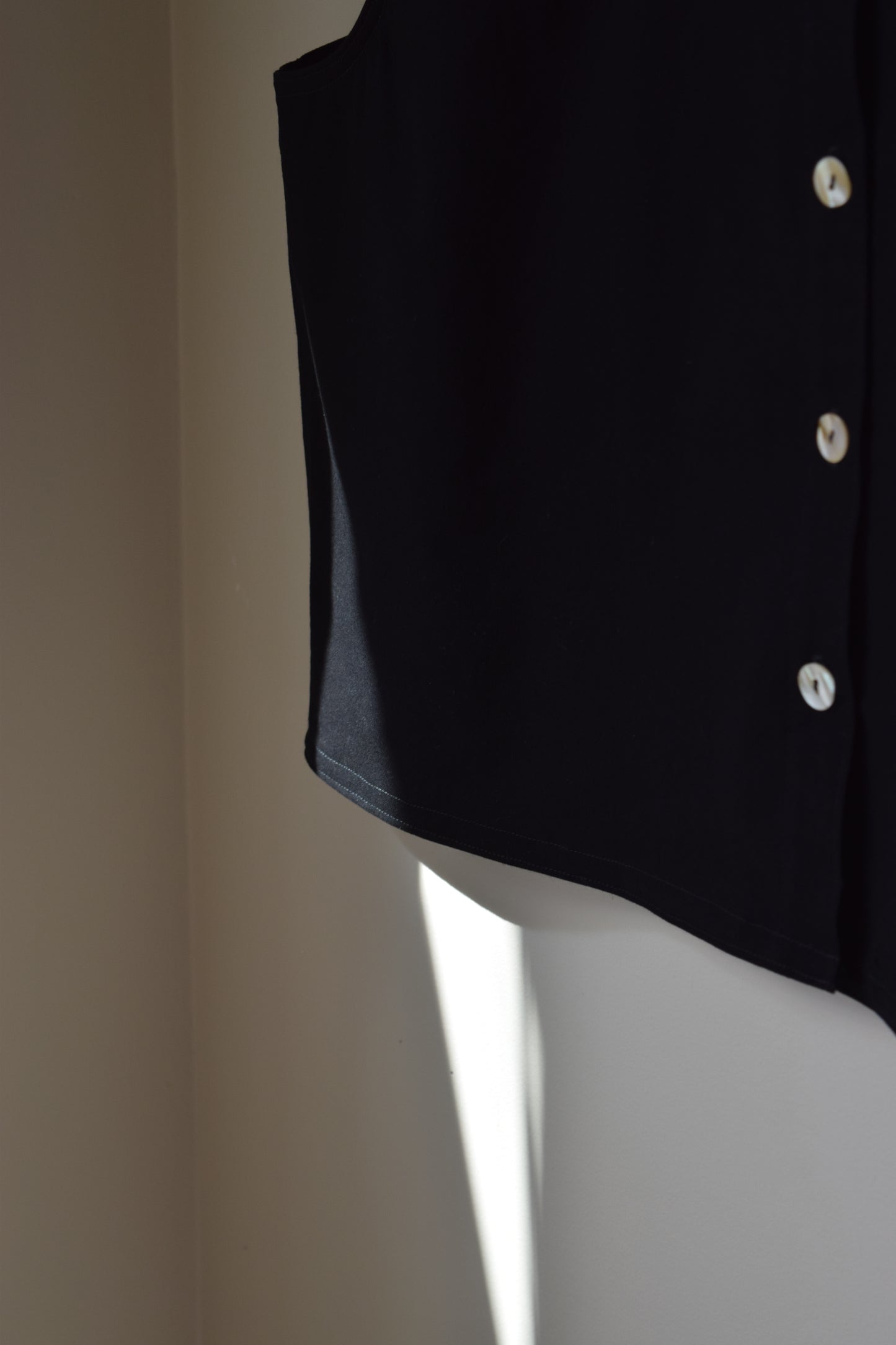 Black Cotton Poplin Vest | Medium