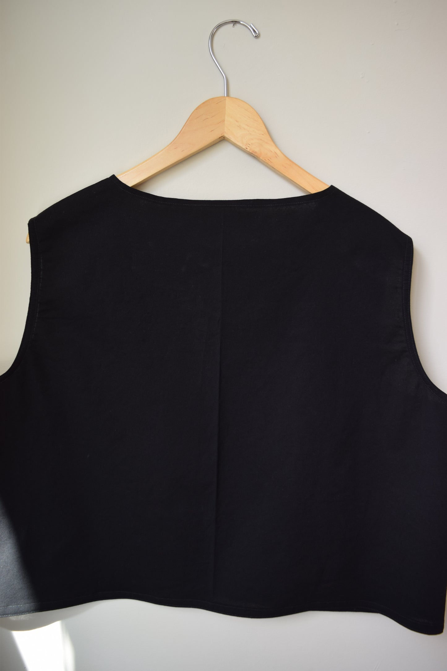 Black Cotton Poplin Vest | Medium