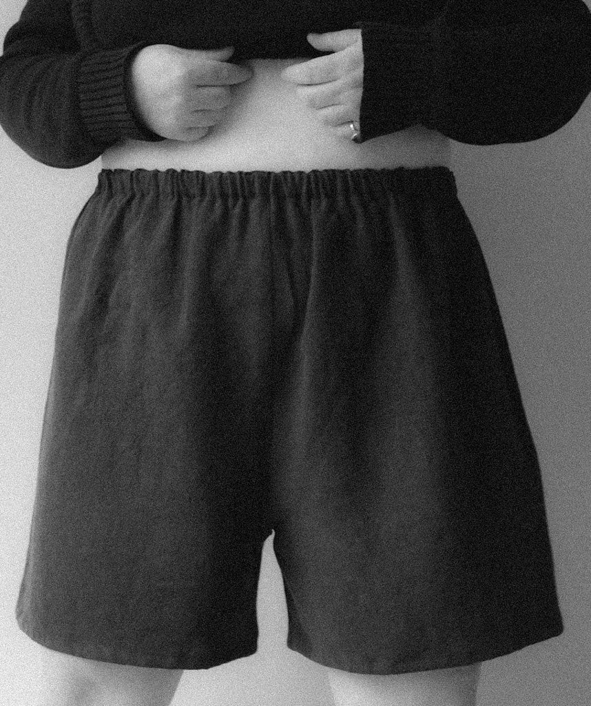 Black Raw Silk Shorts | Small