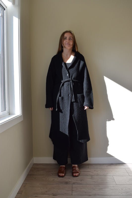 Black Wool Robe Coat