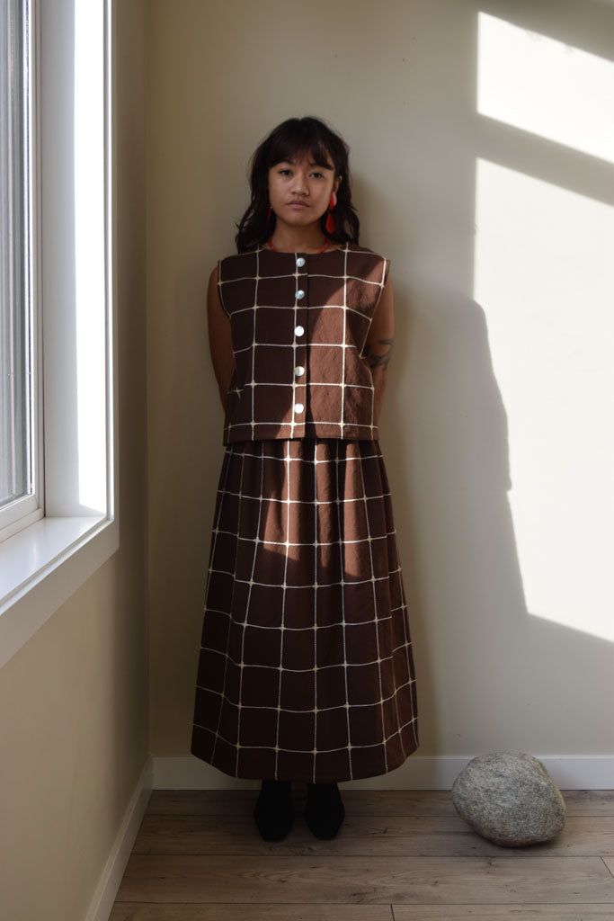 Brown Cotton Vest Set | One of a Kind