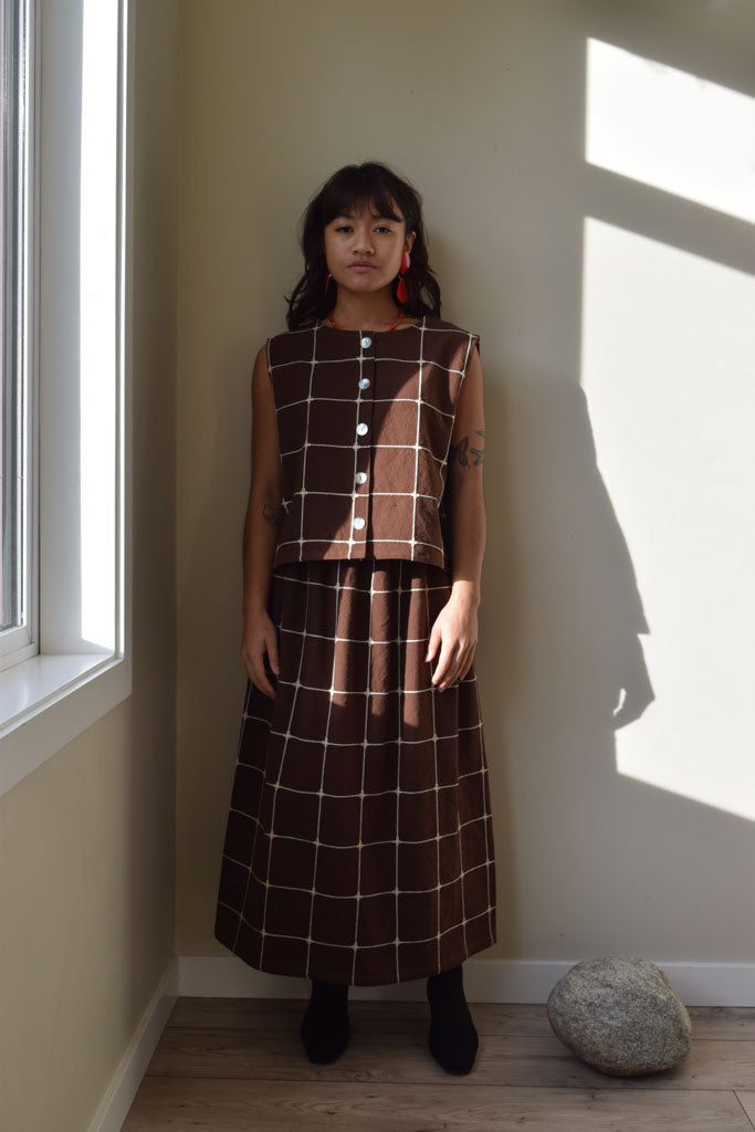 Brown Cotton Vest Set | One of a Kind