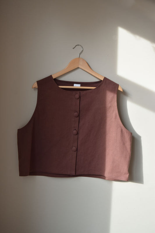 Brown Cotton Vest | Multiple Sizes