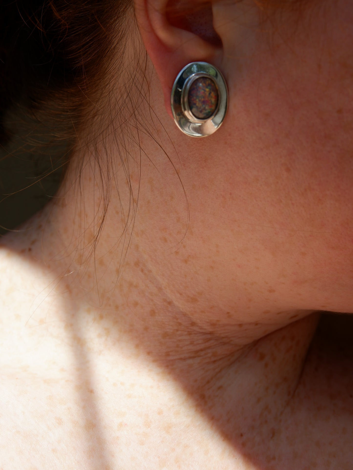 Opalite & Sterling Silver Clip Ons