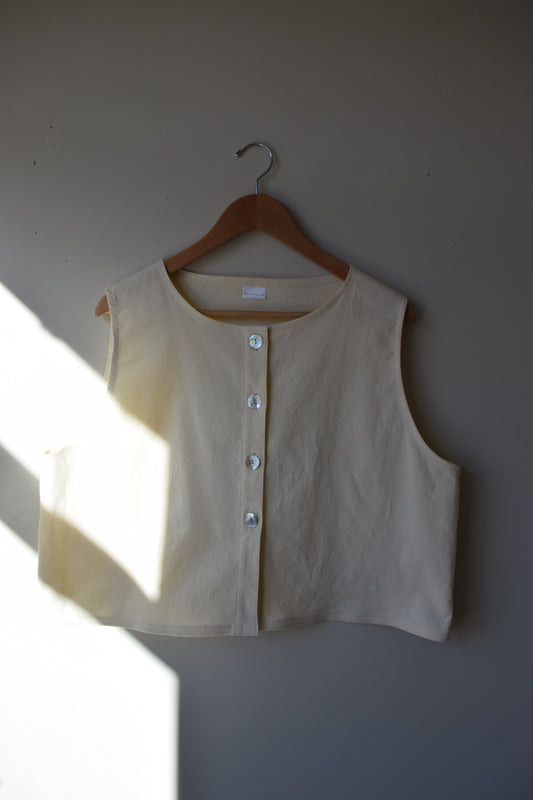 Cream Canvas Vest | Size Large