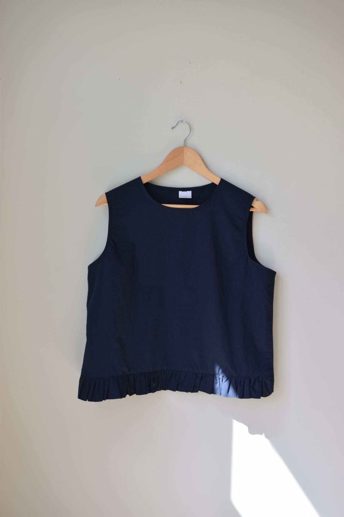 Navy Cotton Ruffled Tank | Small