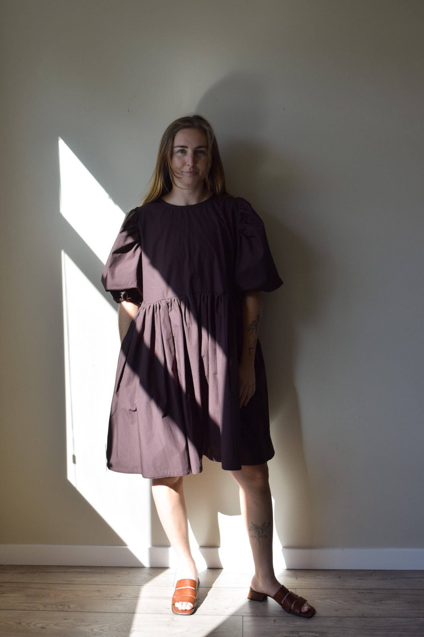 Chocolate Emily Puff Sleeve Dress | Size Small