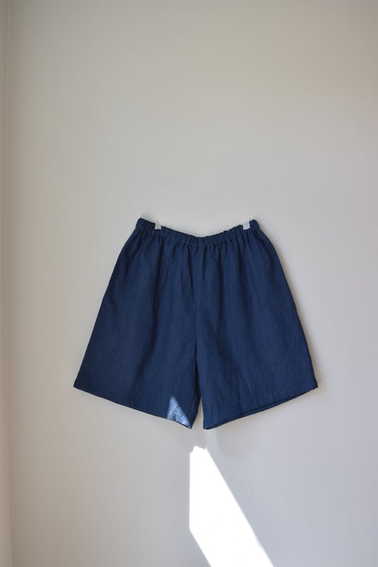 Indigo Linen Shorts | Medium