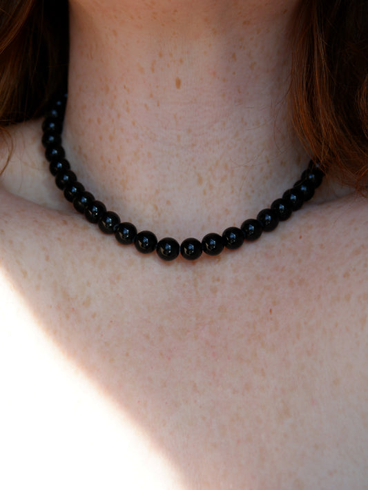 Obsidian Sea Glass Necklace