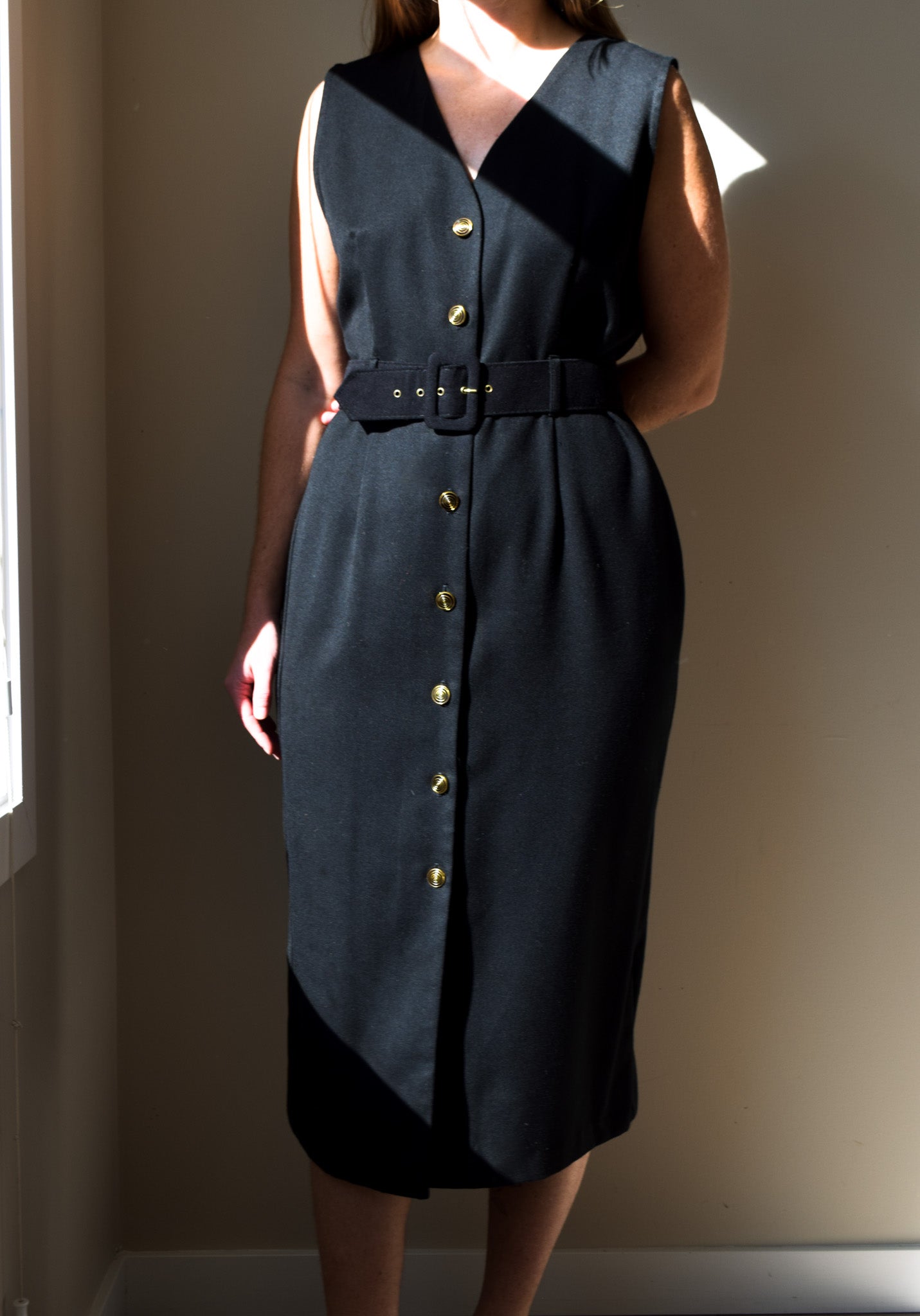 Button Down Belted Dress